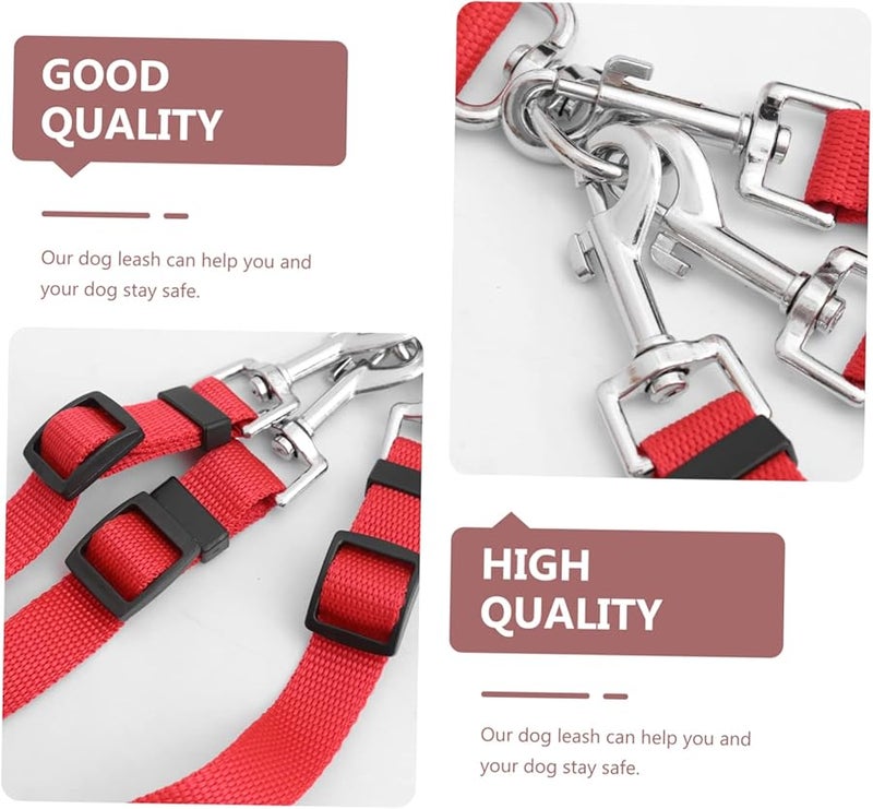 حبل تدريب الكلاب ثلاثي الرؤوس من النايلون الأحمر عالي المتانة للكلاب الصغيرة والمتوسطة في الهواء الطلق - Image 4